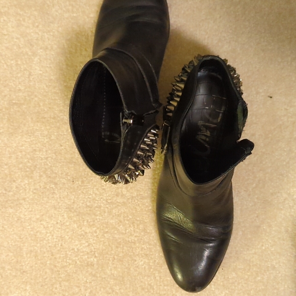 Sam Edelman Spike Pax Black Genuine Leather Studded Crystal Ankle Boots (Sz 6) - Picture 6 of 6